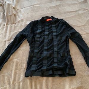 Black Mesh Strapped Shirt